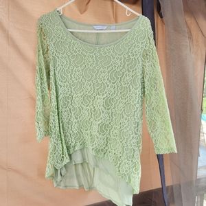 New York and Company, size small, mint green lace overlay blouse